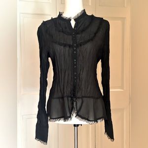 Sunny Leigh Black Long Sleeve Crinkle Blouse